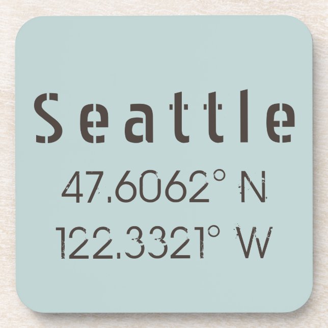 Seattle Latitude und Longitude Getränkeuntersetzer (Vorderseite)