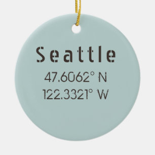 Seattle Latitude und Longitude Keramik Ornament