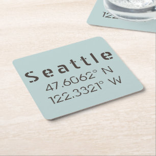 Seattle Latitude und Longitude Rechteckiger Pappuntersetzer