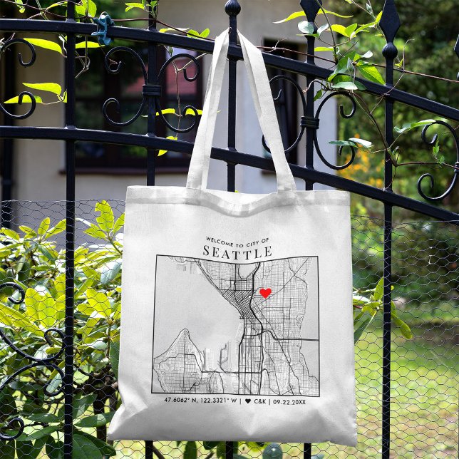 Seattle Liebe Locator | Hochzeit Tragetasche (The more complete visual of what your final tote bag would look like in real life.)