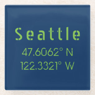 Seattle Longitude Latitude Team Colors Glasuntersetzer