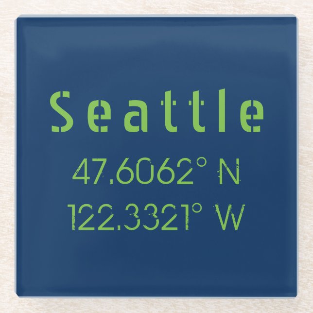 Seattle Longitude Latitude Team Colors Glasuntersetzer (Vorderseite)