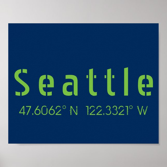 Seattle Longitude Latitude Team Colors Poster (Vorne)