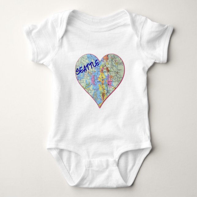 Seattle Map Herz Baby Strampler (Vorderseite)