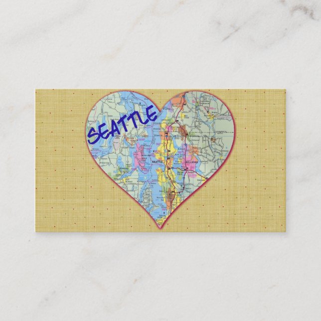 Seattle Map Herzkutout Business Cards Visitenkarte (Vorderseite)