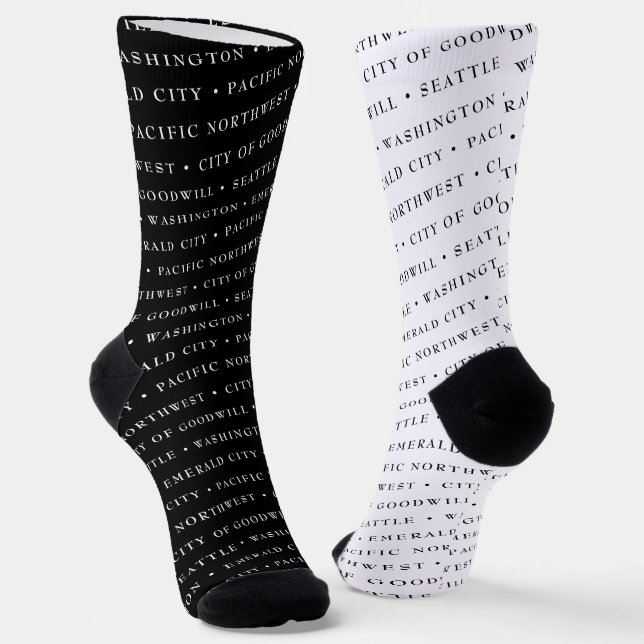 Seattle Modern Black & White Minimalistisch Socken (Gewinkelt)