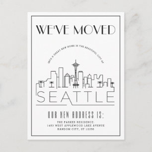 Seattle Modern Deco Adressänderung Ankündigungspostkarte