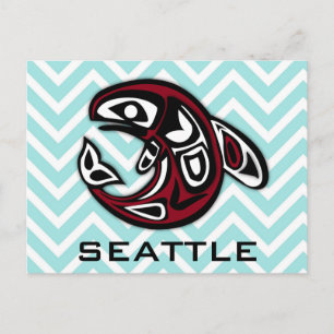 Seattle-nautisches Stammes-Totem-Tattoo-Orca-Wal Postkarte