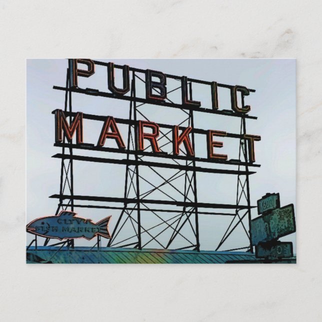 Seattle Open Fish Market Postkarte (Vorderseite)