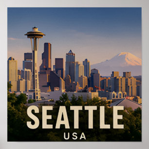☕ Seattle Pacific Northwest Reise-Geschenk ☕ Poster