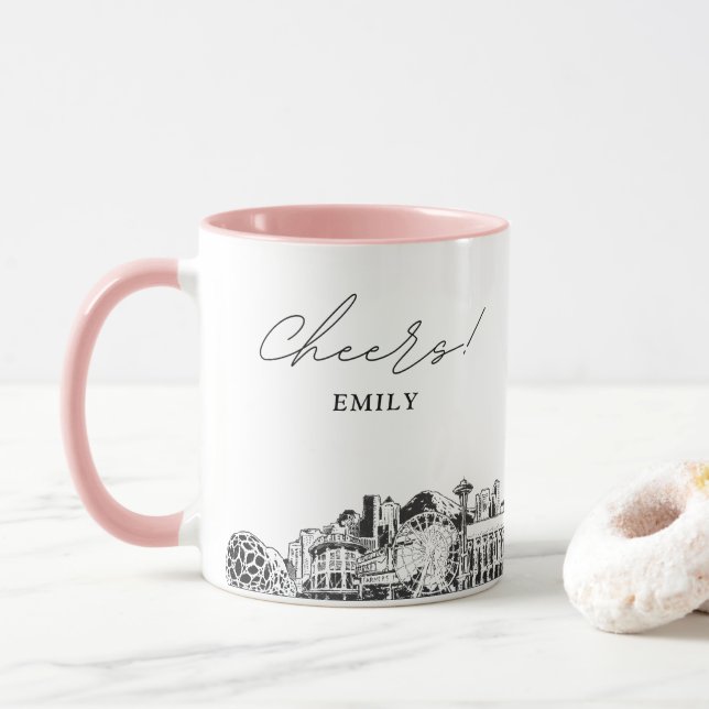Seattle Personalisiert Wedding Coffee Tasse (Mit Donut)