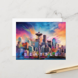 Seattle Postcard - Iconic Skyline Postkarte