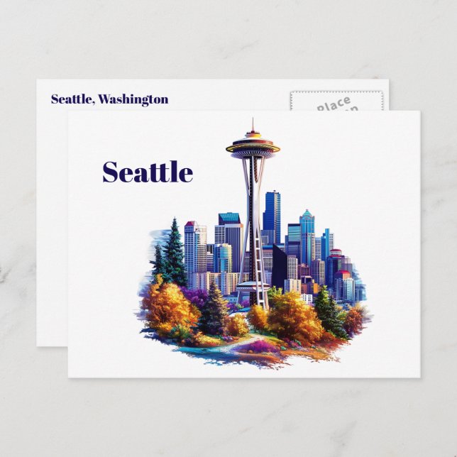 Seattle Postcard Postkarte (Vorne/Hinten)