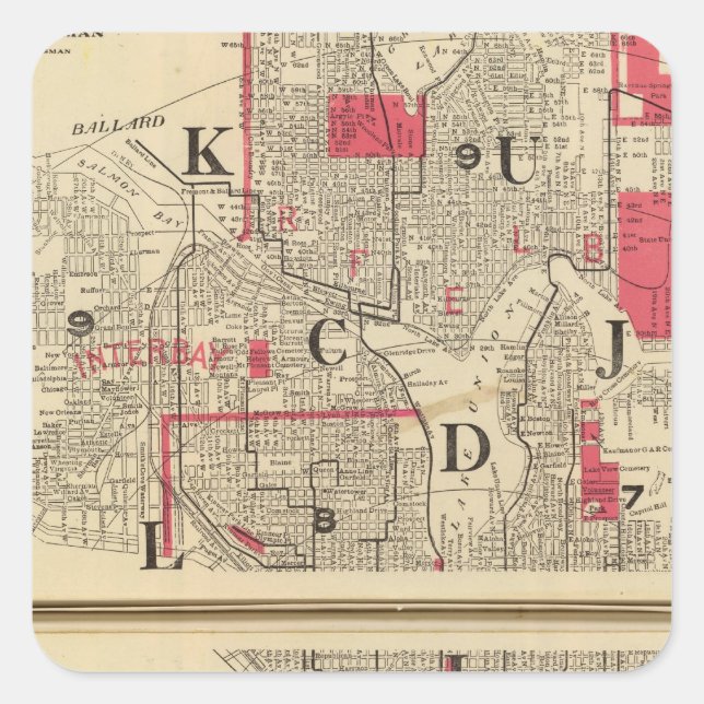 Seattle Quadratischer Aufkleber (Vorderseite)