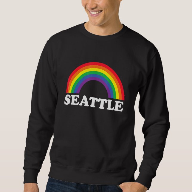 Seattle Rainbow LGBTQ Gay Pride Lesbians Queer Sweatshirt (Vorderseite)