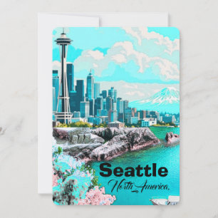 Seattle Reise Postkarten Kunst, Seattle Skyline
