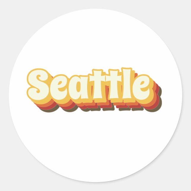Seattle Retro Vintager Text Runder Aufkleber (Vorderseite)