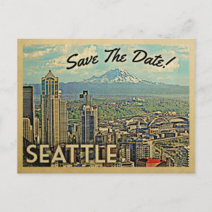 Seattle Save the Date Vintage Postkarten