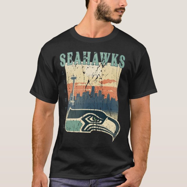 Seattle Seahawks Vintager Stil T-Shirt (Vorderseite)