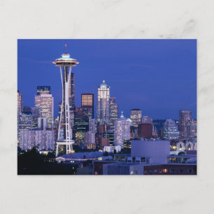 Seattle-Silhouette bei Dämmerung Postkarte