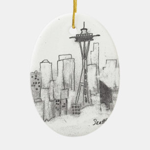 Seattle-Skizze Keramik Ornament