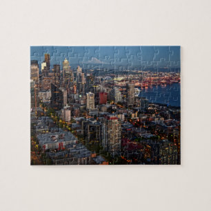 Seattle-Skyline an Dämmerung Puzzlespiel Puzzle