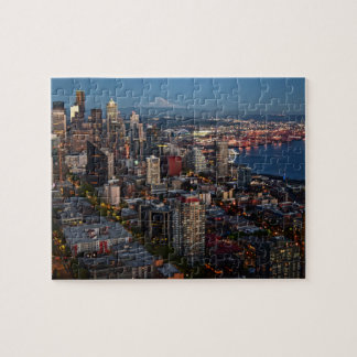 Seattle-Skyline an Dämmerung Puzzlespiel Puzzle
