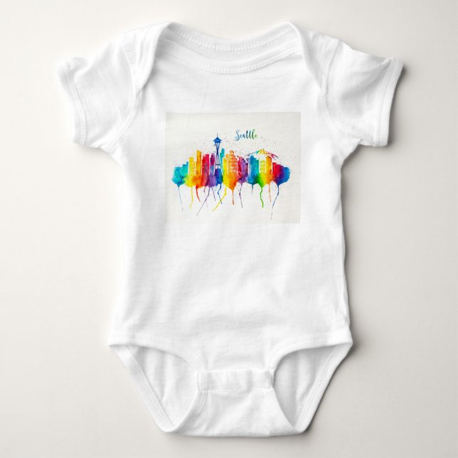 Seattle Skyline Baby Jersey Body Anzug onsey Strampler (Vorderseite)