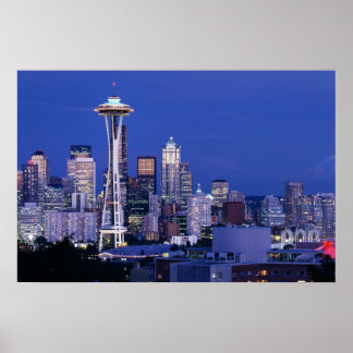 Seattle-Skyline bei Dämmerung Poster