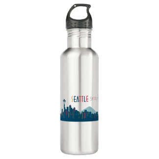 Seattle Skyline Blue Edelstahlflasche
