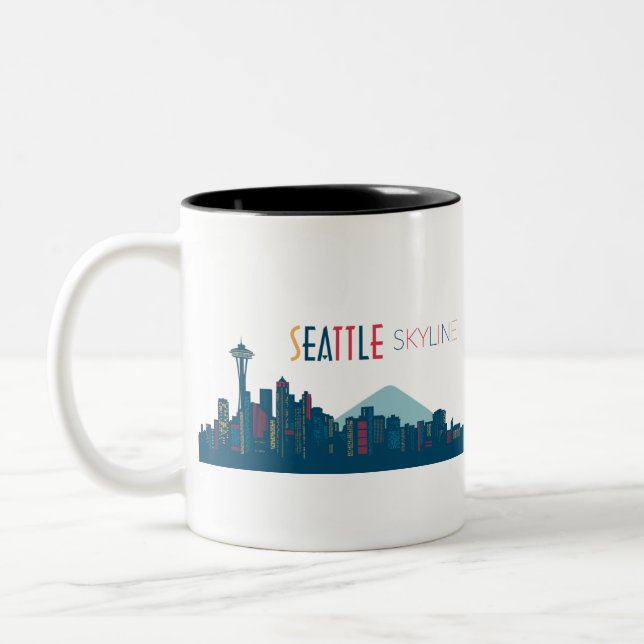 Seattle Skyline Blue Zweifarbige Tasse (Links)