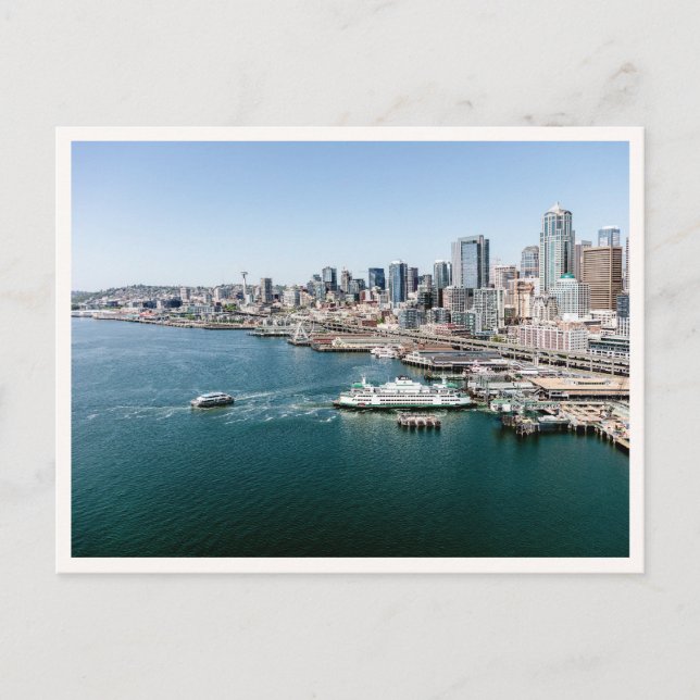 Seattle Skyline Foto Luftbild Downtown  Postkarte (Vorderseite)