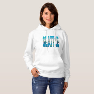 Seattle Skyline Foto Typografie Moderne Wasserfarb Hoodie