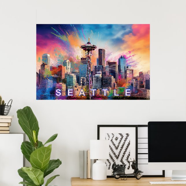 Seattle Skyline Graffiti Art Poster (Heimbüro)
