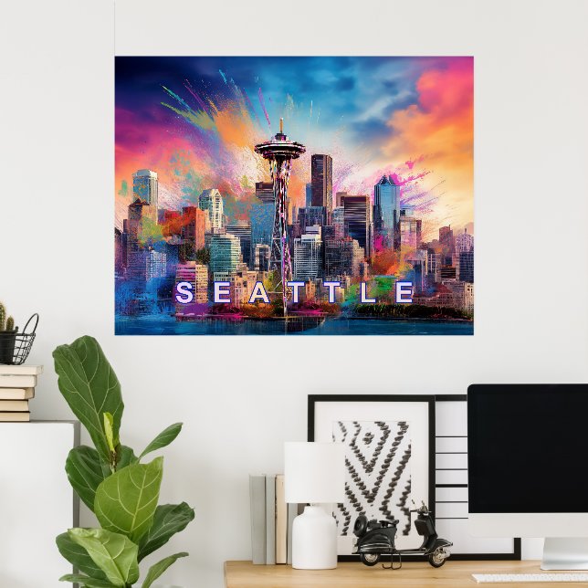 Seattle Skyline Graffiti Art Poster (Heimbüro)