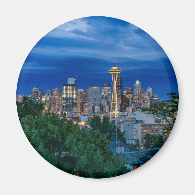 Seattle Skyline in Dusk Magnet (Vorne)