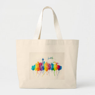 Seattle Skyline Jumbo Leinwand Tote Bag Stoffbeutel
