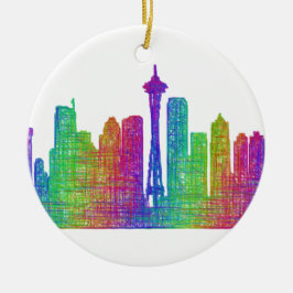 Seattle-Skyline Keramikornament