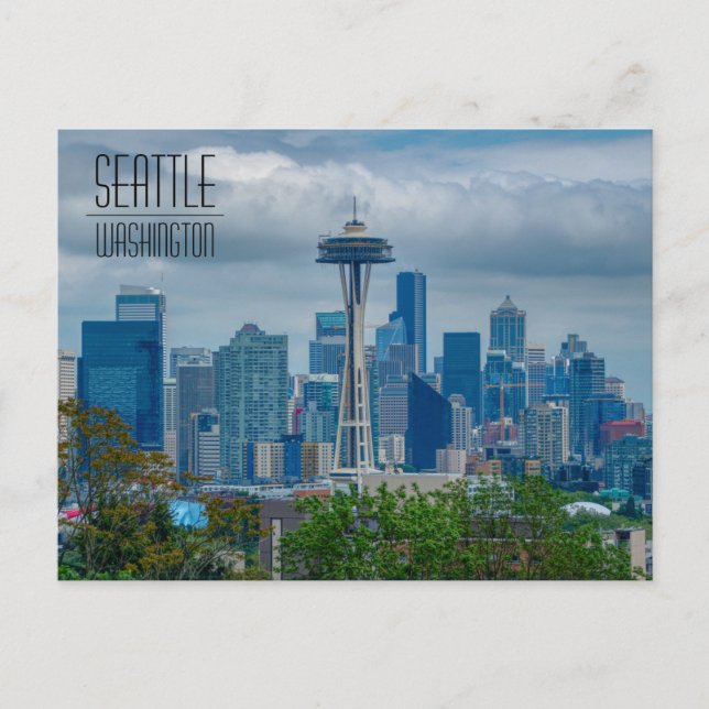 Seattle Skyline mit Space Needle wird gerade renov Postkarte (Vorderseite)