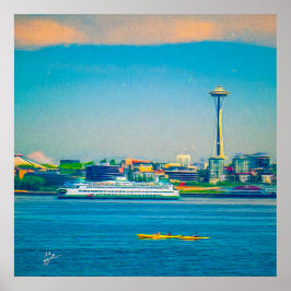 Seattle Skyline Moderne Wasserfarbe Einzigartig Poster