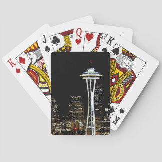 Seattle-Skyline nachts, mit Raum-Nadel Spielkarten