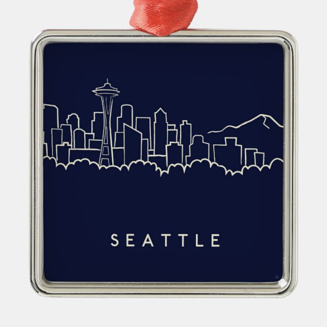Seattle-Skyline Ornament Aus Metall (Vorne)