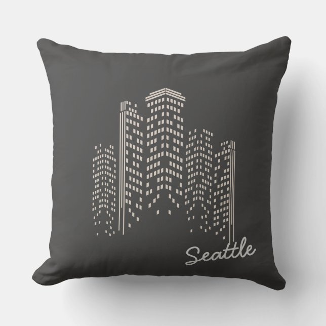 Seattle Skyline Polyester Pillow Kissen (Vorderseite)
