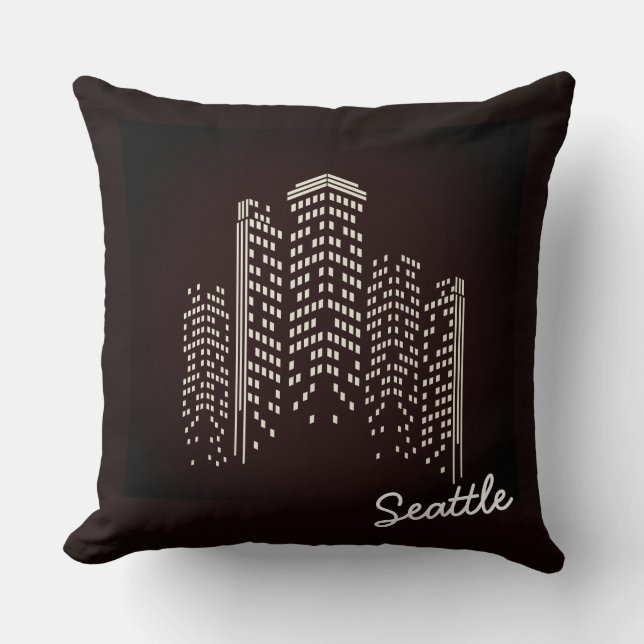 Seattle Skyline Polyester Pillow Kissen (Vorderseite)