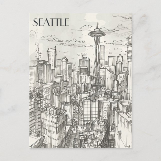 Seattle Skyline Postkarte (Vorderseite)