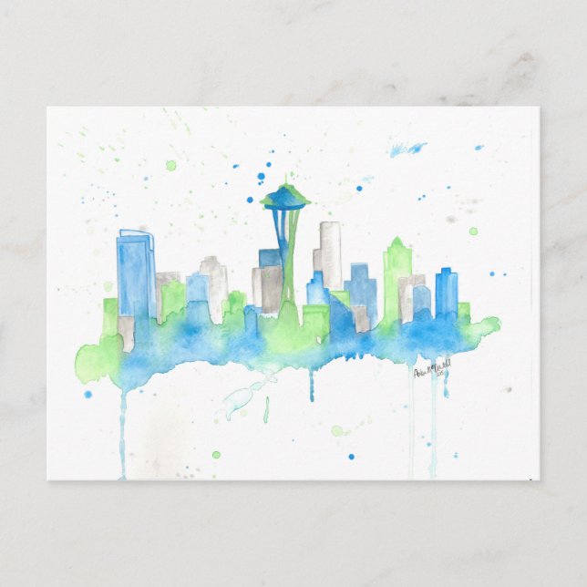 Seattle Skyline Postkarte (Vorderseite)