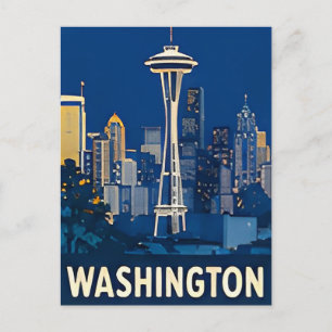 🌲 Seattle Skyline Reiseabenteuer ☁️ Postkarte