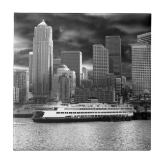 Seattle-Skyline Schwarzweiss Fliese