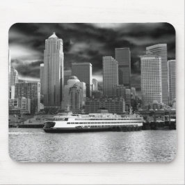 Seattle-Skyline Schwarzweiss Mousepad