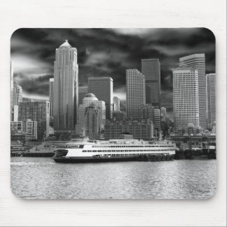 Seattle-Skyline Schwarzweiss Mousepad